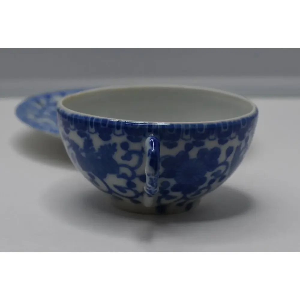 Minton Blue & White Phoenix Fine Porcelain Coffee-Tea Cup and Saucer Plate set